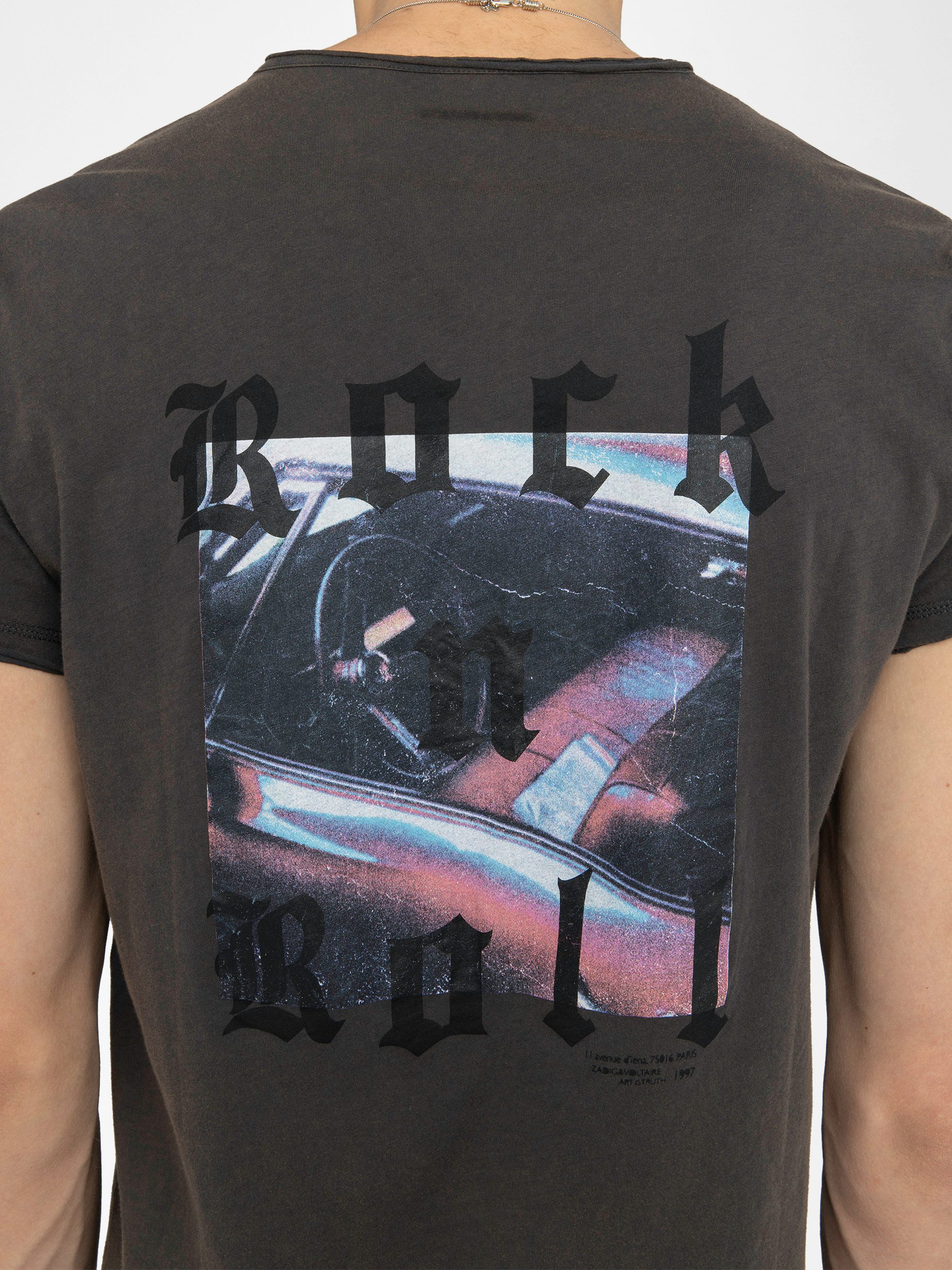 Henley T-shirt Monastir - Short-sleeved henley t-shirt with photoprint on the back.